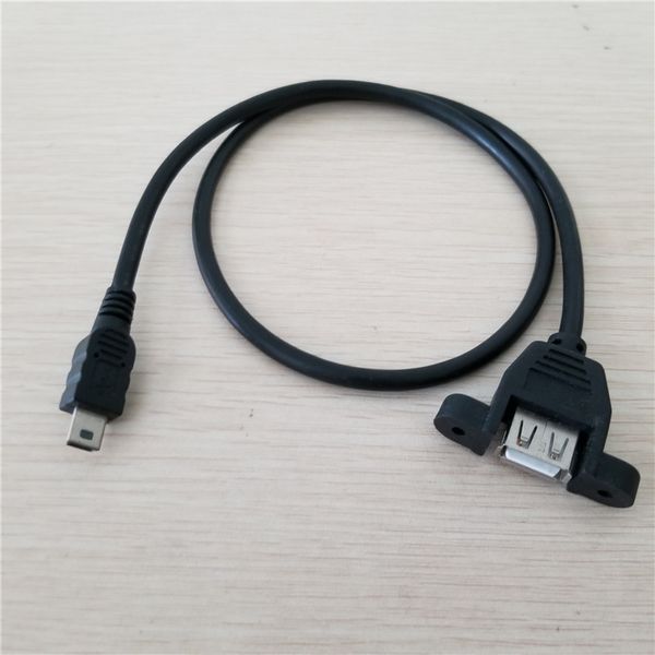 10pcs/lotto USB 2.0 Mini 5pin a USB Un montaggio del pannello con viti Estensione Dati Cavo stampante da maschio a femmina 50 cm 28awg