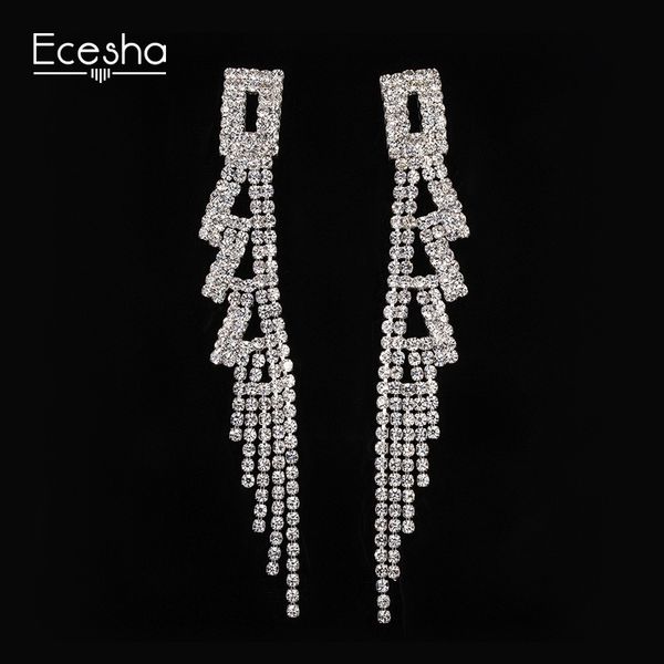 

stage wedding dress full dress cheongsam chinese style ancient costume accessories rhinestone bride long fund earrings, Golden