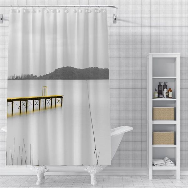 

пользовательские золотой мост водонепроницаемый душ ванна занавес printed ванной декор различные размеры # 2020-06-04-24