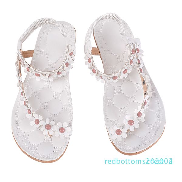 

2020 new bohemian women sandals summer style peep toe flower shoes flat shoes woman flip flops r02, Black