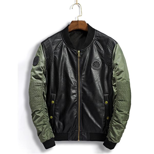 

motorcycle jackets men bomber jacket men casual patchwork baseball male outwear pilot coat brand clothing jacket coats, Black;brown