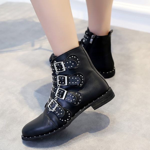 

2019 new women's high heels booties pu round head shoes woman solid color side zipper fashion women's winter boots size 35-43, Black