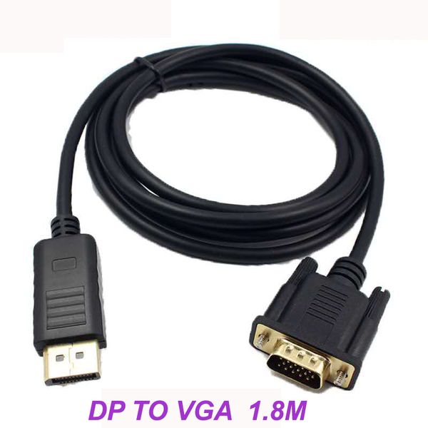 

1.8m displayport to vga converter cable adapter dp male to vga male cable adapter 1080p display port connector for macbook hdtv projector