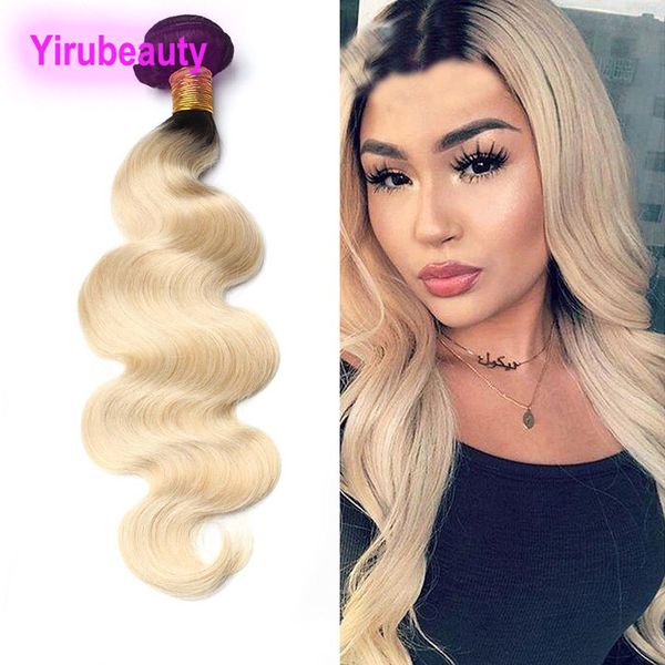 

brazilian virgin hair extensions 1b/613# ombre color body wave 1b 613 color one bundle hair products, Black