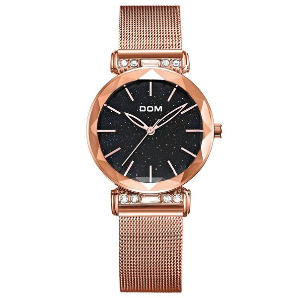 

dom luxury starry sky watch woman black watches fashion casual female wristwatch waterproof steel ladies dress watch g-1245gk-1m, Slivery;brown