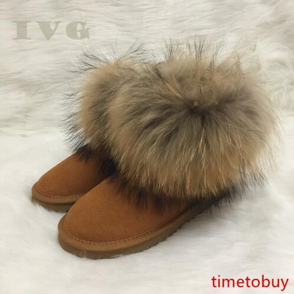 

women boots australian boots women snow boots faux fur cow leather ivg winter shoes brand ivg size us4-14