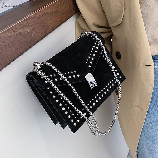 

2020 vintage leather shoulder bags for women travel bag fashion rivet lock small shoulder bag flap women bags