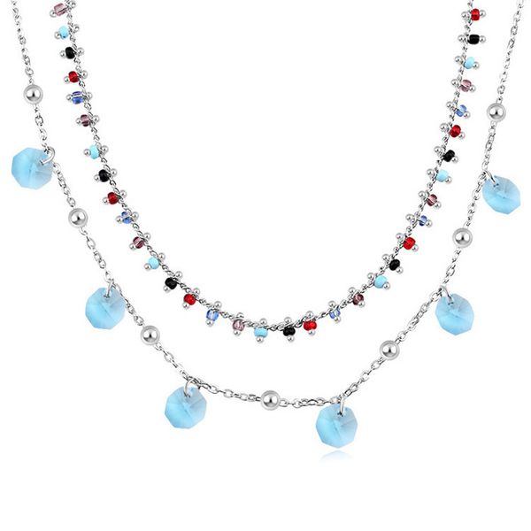 

новые чешские кристаллы шариков цепи choker ювелирные изделия ручной работы мульти layers ключицы колье цепи для женщин девочек, Golden;silver