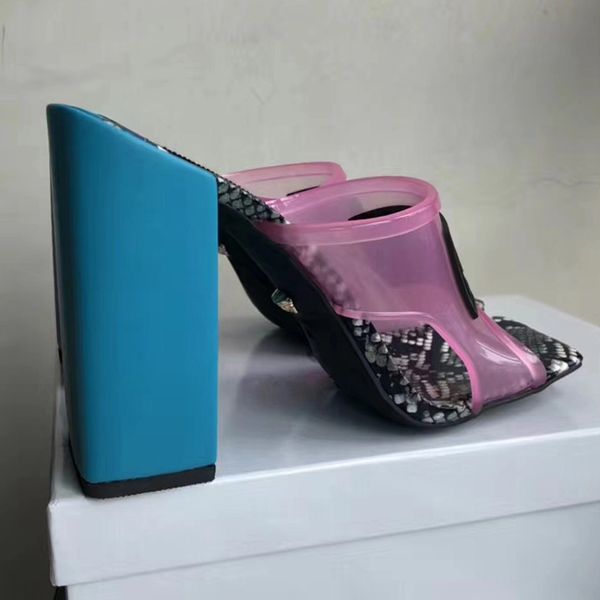 

2019 women andal fa hion de igner hoe lide ummer fa hion wide high heel lipper pvc andal with box 12cm heel 42 43