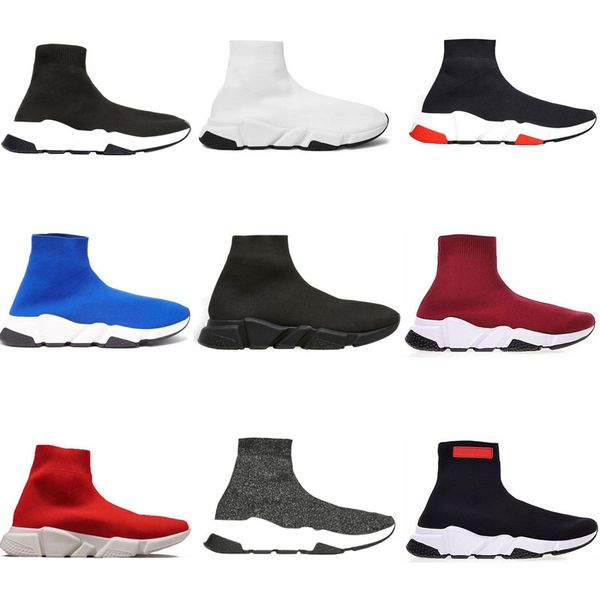 

ace luxury дизайнерские speed ​​trainer мода обувь красные черные белые плоские мужские женские кроссовки носки тапки вскользь ботинки разме, Black