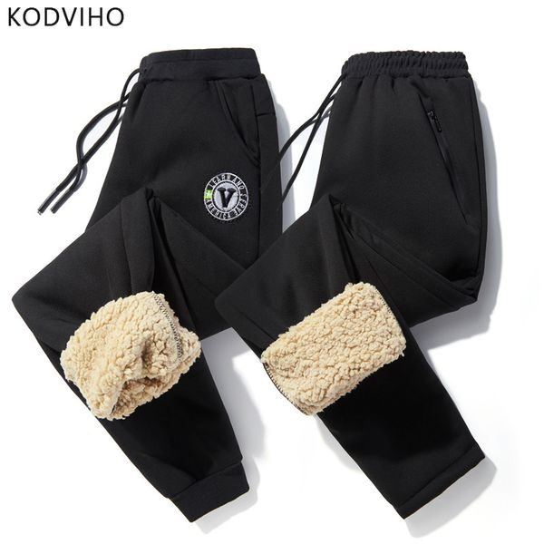 

men winter black pants lamb fur liner trousers casual plus size thick sweatpants thermal warm solid trouser men fleece sportwear