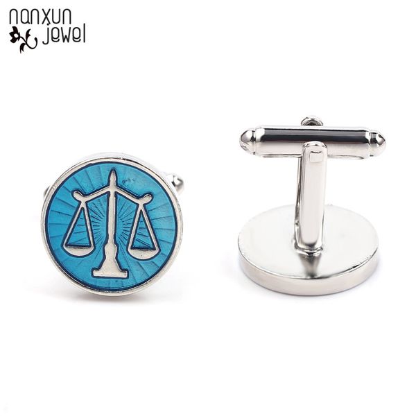 

libra scales cufflinks round balance cuff links for men's shirt studs gift lawyer men's chfflinks jewelery gifts, Silver;golden