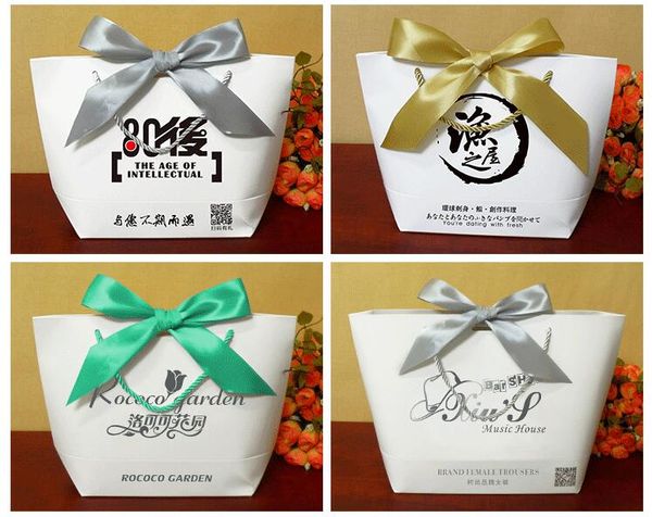 

2018 paper gift bags for wedding party decor paperboard handbags with string handles event party favors bags casamento decor