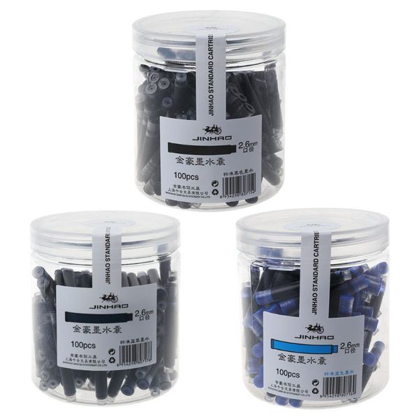 

100pcs jinhao universal black blue fountain pen ink sac cartridges 2.6mm refills school office stationery, Black;red