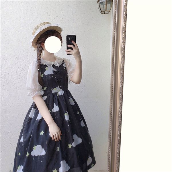 

cute star printing lolita dress retro lace bowknot victorian dress kawaii girl gothic gothic lolita jsk loli, Black;red
