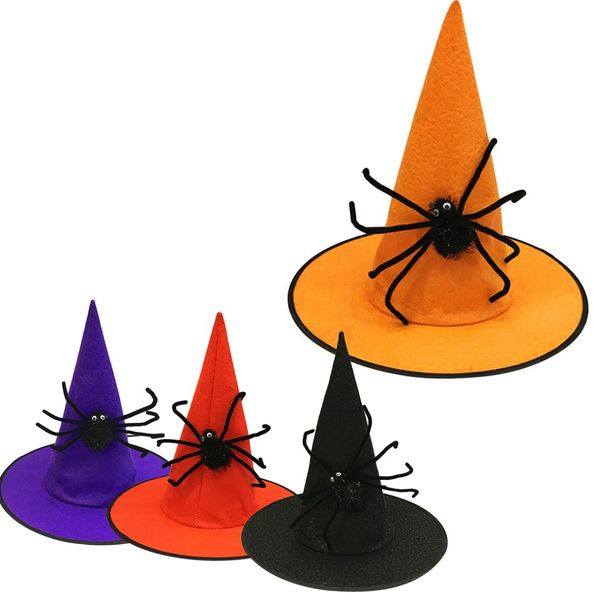 

2018 witch hats masquerade ribbon wizard hat party hats spider hat cosplay costume accessories halloween party fancy dress decor