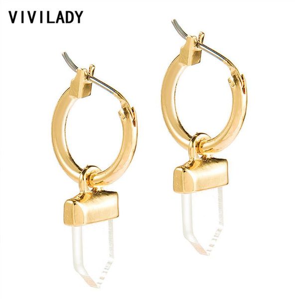 

charm vivilady 2021 women temperament hoop earrings handmade acrylic clear geometric accessories for girlfriend birthday brincos, Golden
