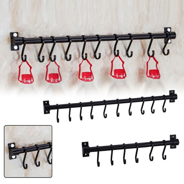 

kitchen rail rack wall mounted utensil hanging rack hanger 6/10 hook lightweight