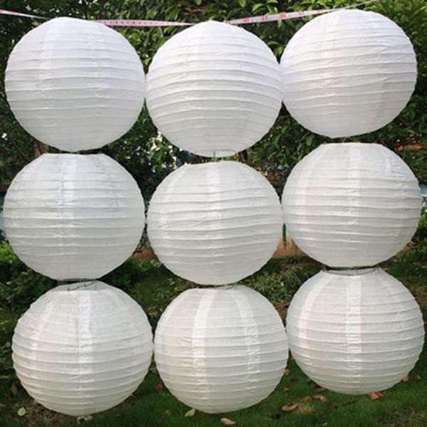 Lanterne di carta cinesi Lanterne di carta sospese bianche con sfera di carta da 40 cm per decorazioni per feste di eventi di nozze