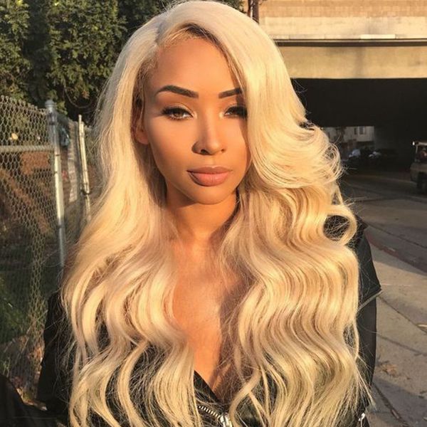 Full Lace Human Hair Wigs Blonde 613 Peruvian Hair Body Wave