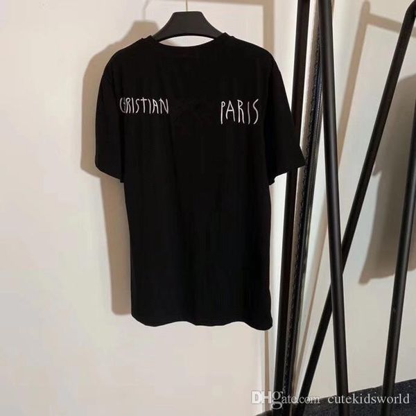 

хлопчатобумажная футболка с короткими рукавами женская качественная мода досуг удобный топ назад письмо вышивка футболка, White