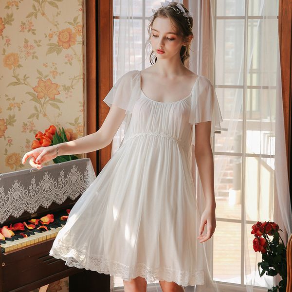 

2019 lace sleepshirts women lolita nightdress vintage style lace nightgowns princess elegant nightdress sleep lounge, Black;red