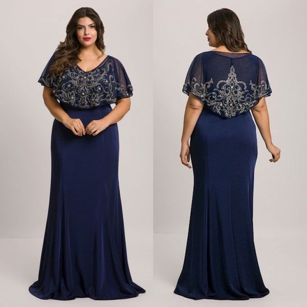 

navy mermaid beaded mother of the bride dresses v neck with a wrap wedding guest dress floor length satin plus size formal gowns, Black;red