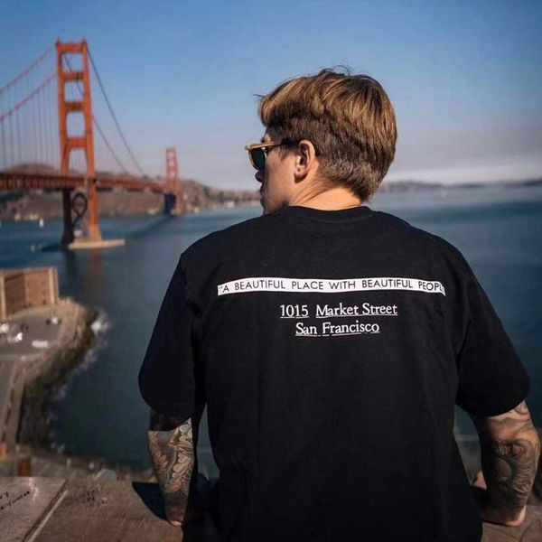 

19fw san francisco box logo tee classic solid color short sleeves men women summer casual simple street skateboard t-shirt hfymtx613, White;black