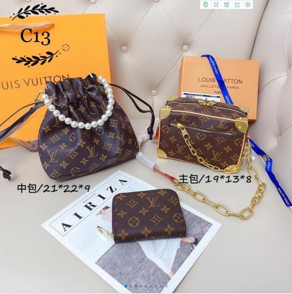 

высокое качество новый 2020 дамы горячие продажи новая сумка сумка женская кожаная сумка-мессенджер рюкзак кошелек из трех частей ведро сумк