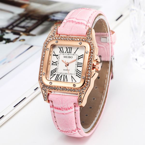 

ladies bracelet watches women leather strap quartz watch for women dress wristwatches roman numeral female clock, Slivery;brown