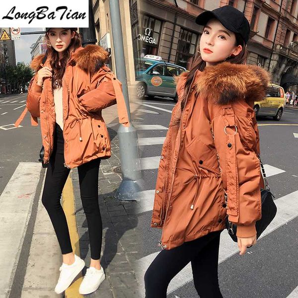 

woman coats 2020 new fashion parka women winter jacket fur collar coat hooded outwear, Black