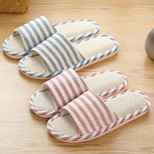 

men indoor slippers women's fashion casual couples striped home shoes men indoor floor flat shoes zapatillas de casa hombre#y2, Black