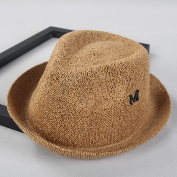

new summer kids straw hats for boy girl children letter m cap boys fisherman sun jazz hats baby beach hat 2-7y, Yellow