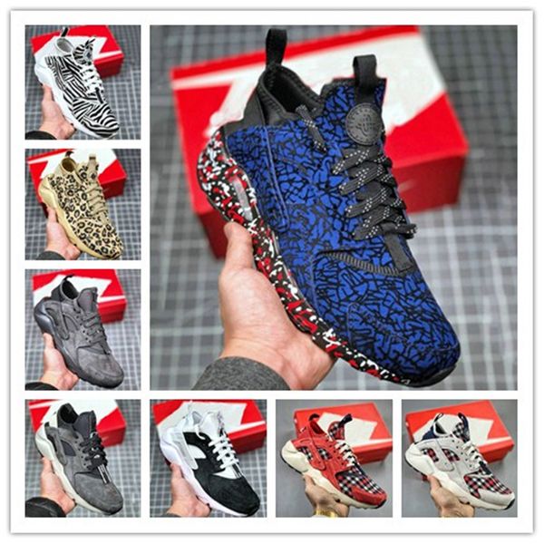 

2020 новый huarache 4 ультра замша id зебра кроссовки мужские женщин huaraches высокого качества mens тренажёры спорт дизайнер кроссовки 36