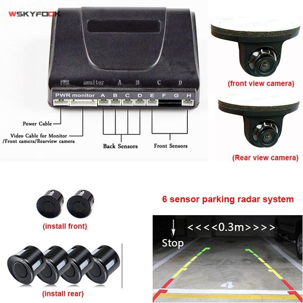 

автомобильная видеокамера 3in1 система помощи датчикам парковки 6 датчиков комплект радиолокационной сигнализации с поворотом передняя камер