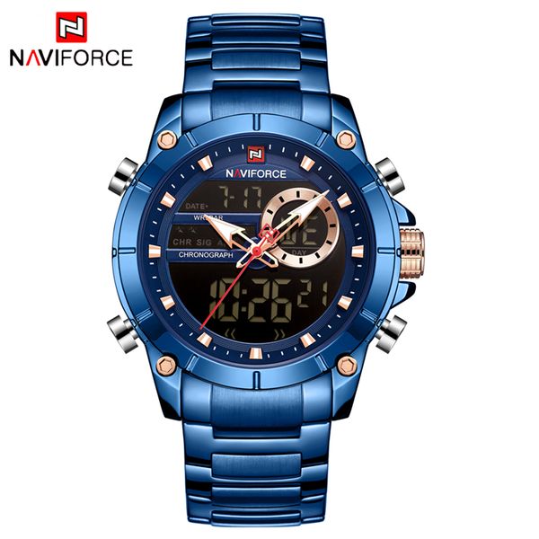 

naviforce а извен маѬок дл мђжин sport blue men quartz али водонепѬониаеме двойно Slivery;brown