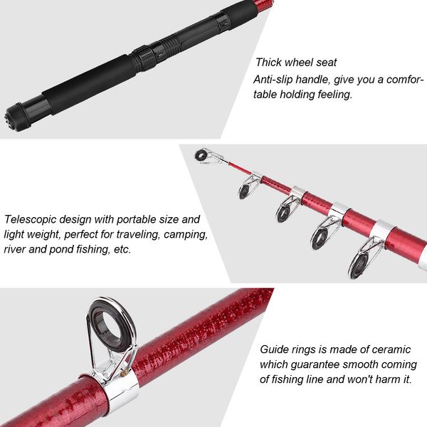 

sell fishing rod fiberglass pole casting 1.8-3.6m tackle spinning portable outdoor lightweight fishing rod reel