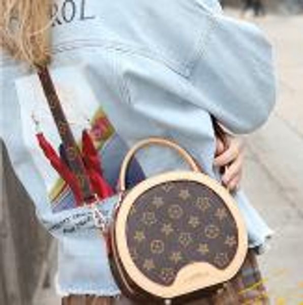 

2019 new fashion lady handbag print vintage round bagaaa287
