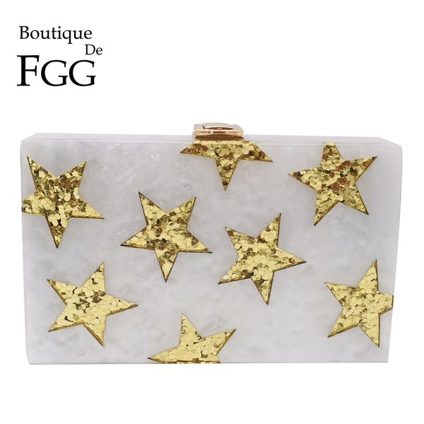 

boutique de fgg glitter stars women acrylic box clutch evening bags hard case ladies fashion party day clutches handbag purse