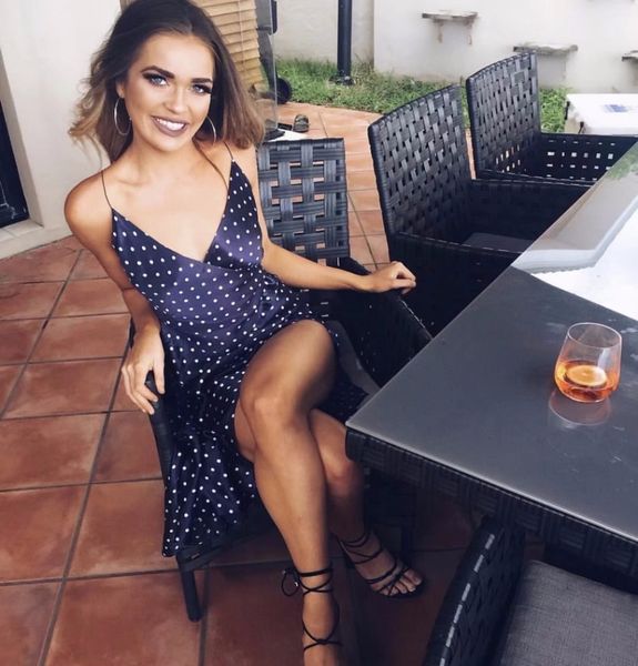 

летнее винтажное платье женщины v-образным вырезом boho горошек крест-накрест сплит-ремень женский милый пляж партии сексуальный печатный пл, Black;gray