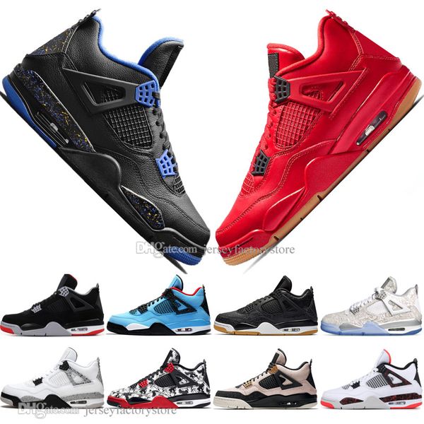 

bred 4 4s what the cactus jack laser wings mens basketball shoes denim blue pale citron men sports designer sneakers trainers 36-47