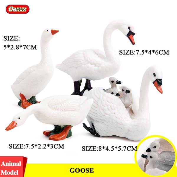 Acheter Loisirs Oys Action Toy Figures Oenux De Neuf Set Goose Famille Modèle Figurines Oiseau Animal Farm Beau Blanc Cygnus Figurines Pvc Ed De