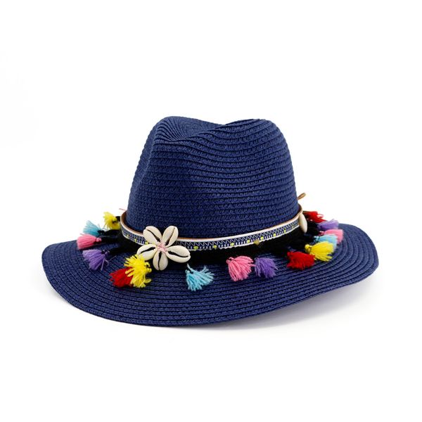

2019 new summer bohemia straw sun hat women jazz cap fashion beach caps for lady, Blue;gray