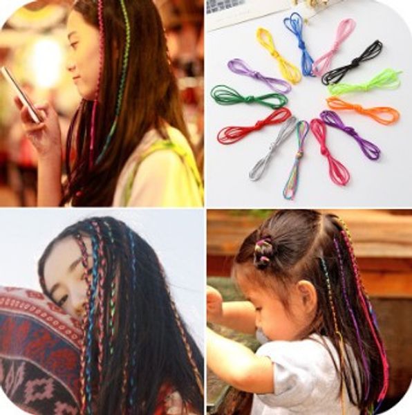 

1200pcs/lot 1mm/2mm color rope multi nylon yarn hair ribbons dreadlocks braided hair band accessories ha547, Brown