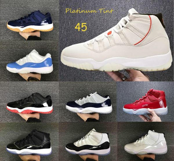 

11 11s men women basketball shoes platinum tint prom night gym red chicago midnight navy space jam sports sneaker, Black