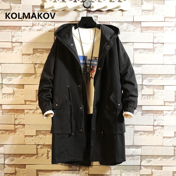 

2019 new arrivals autumn cotton coat men's casual trench coat hooded windbreakers male jackets men jacket, Tan;black