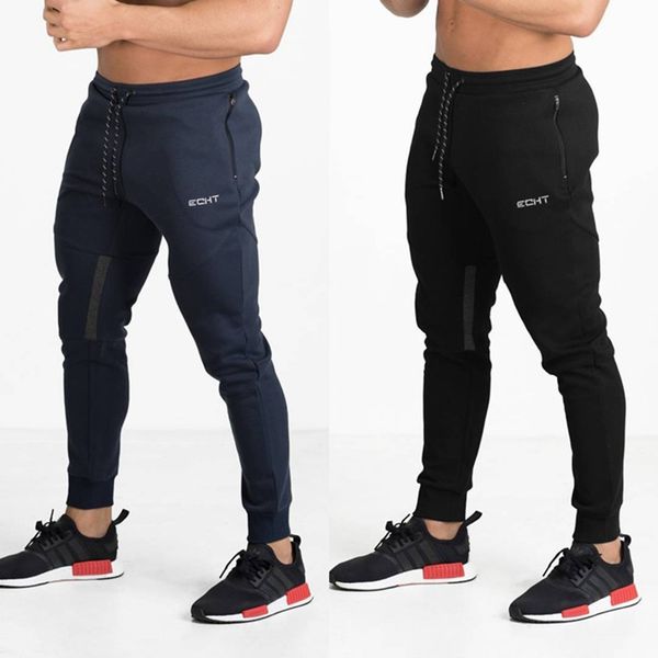 

men running training pants sport trousers jogging soccer basketball gym fitness sports sweatpants zipper pocket brand gym jogger, Black;blue