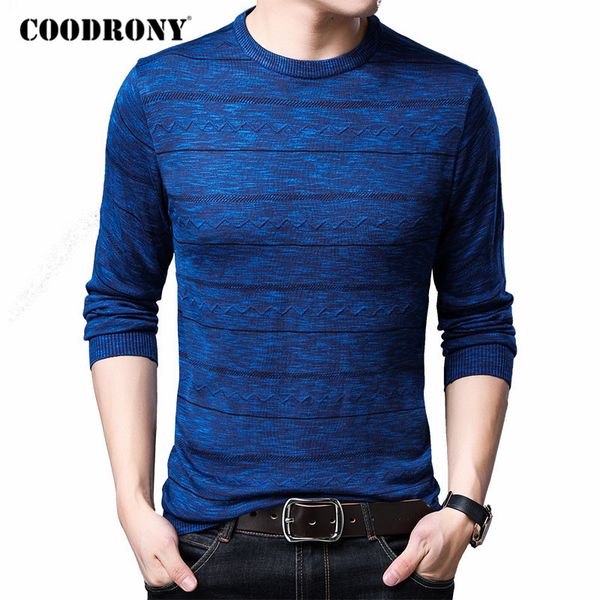 

coodrony свитер мужчины весна осень повседневная мягкая трикотажная одежда pull homme мода полосатый o-образным вырезом пуловер рубашка мужс, White;black