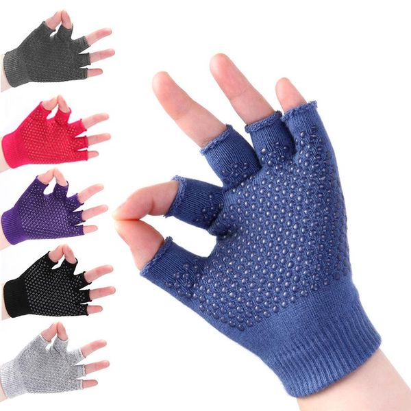 

dot glue anti-slip half-finger finger yoga gloves perspiration wear wear sports gloves, Black
