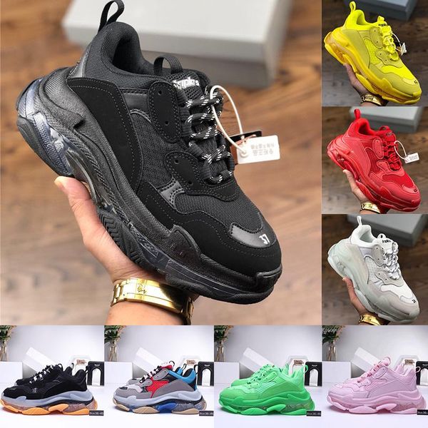 

new luxury paris triple s clear sole black green pink red 17fw designer shoes air cushion platform sneakers women fashion sport casual shoes